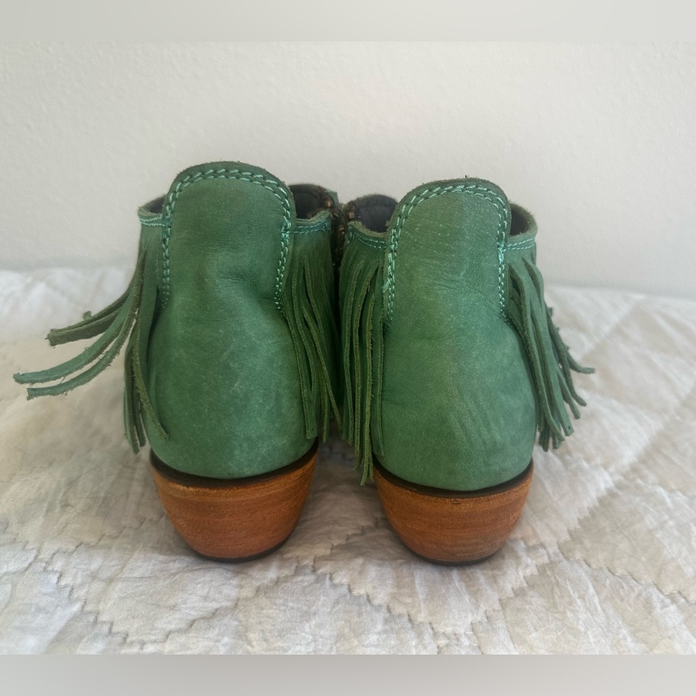 Liberty Black Nomad Leather Fringe Ankle Booties - Sz 6.5 - Green - EUC - Picture 6 of 13